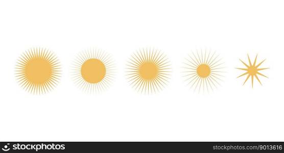 Flat vector hippy boho illustration. Hand drawn retro groovy elements, star, sun. Clipart elements isolated on white background