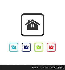 Flat vector houses icon set inside square shape. Flat house icon vector design