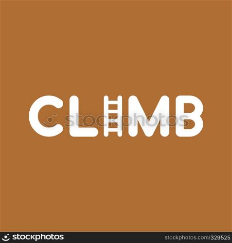 Flat vector icon concept of climb word with ladder on brown background.