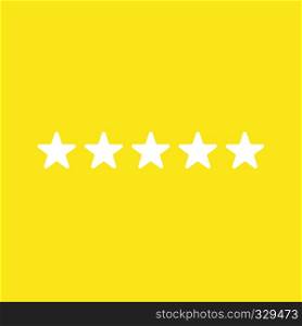 Flat vector icon concept of five stars on yellow background.