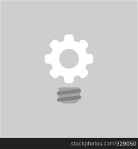 Flat vector icon concept of gear light bulb on grey background.