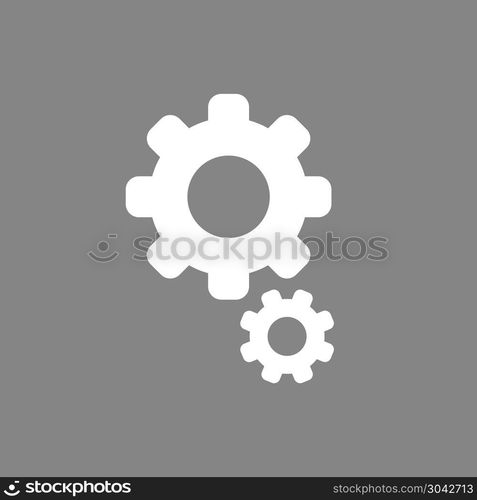 Flat vector icon concept of gears on grey background.