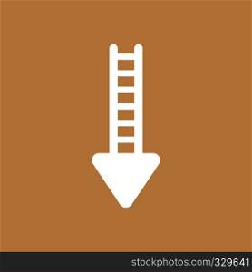 Flat vector icon concept of ladder arrow moving down on brown background.