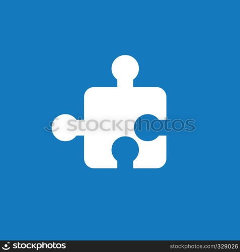 Flat vector icon concept of puzzle piece on blue background.