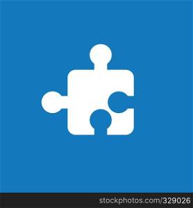 Flat vector icon concept of puzzle piece on blue background.