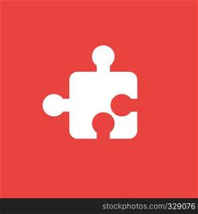 Flat vector icon concept of puzzle piece on red background.