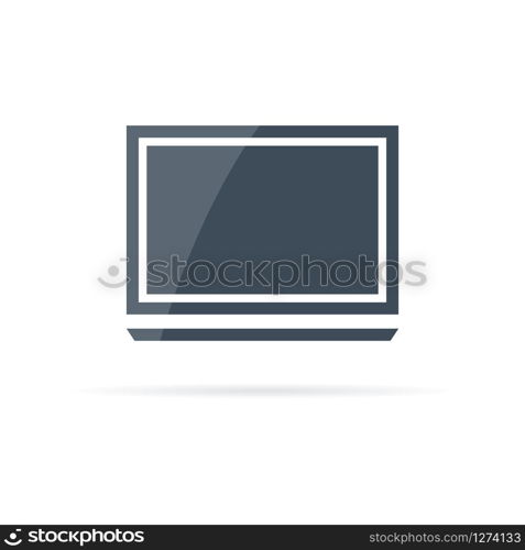 Flat vector icon of laptop in minimalist style