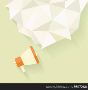 Flat vector icon of megaphone with bubble speech for social media marketing concept