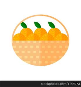 flat vector illustration. a basket of oranges.. vector illustration. a basket of oranges.