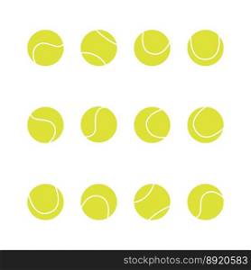 Flat vector illustration in childish style. Hand drawn different tennis balls. Clipart isolated on white background