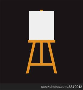 Flat vector pa∫ing tools inχldish sty≤. Hand drawn art supplies, easel with canvas. Clipart e≤ments isolated on white background