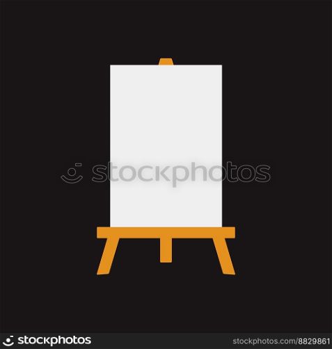 Flat vector painting tools in childish style. Hand drawn art supplies, easel with canvas. Clipart elements isolated on white background
