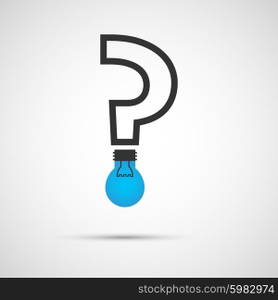 Flat vector question mark with a light bulb. Flat vector question mark with a light bulb.