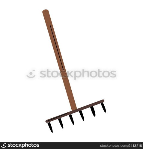 Flat vector rake illustration on white background.. Flat vector rake illustration on white background