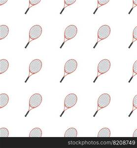 Flat vector seamless pattern, digital paper. Hand drawn tennis racket