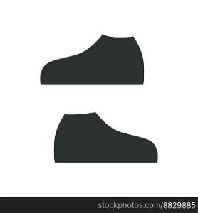 Flat vector silhouette illustration in childish style. Hand drawn tennis shoes. Clipart isolated on white background