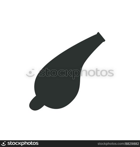 Flat vector silhouette illustration in childish style. Hand drawn whistle. Clipart isolated on white background