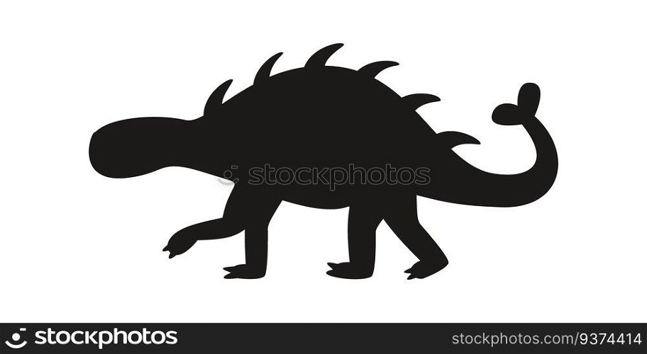 Flat vector silhouette illustration of dinosaur. Flat vector silhouette illustration of ankylosaurus dinosaur