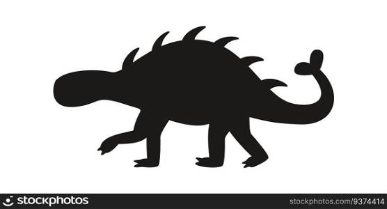 Flat vector silhouette illustration of dinosaur. Flat vector silhouette illustration of ankylosaurus dinosaur
