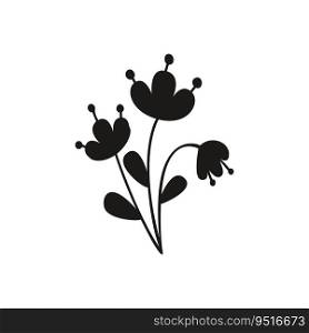 Flat vector silhouette illustration of flower