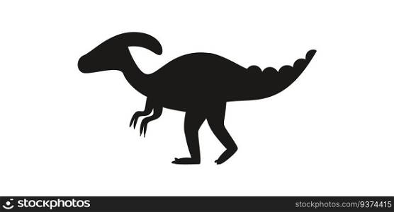 Flat vector silhouette illustration of parasaurolophus dinosaur. Flat vector silhouette illustration of dinosaur