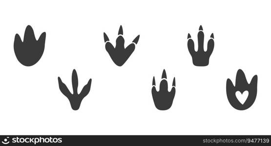 Flat vector silhouette illustrations of footsteps
