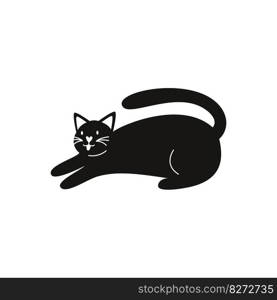 Flat vector silhouette silhouette illustration of a cat