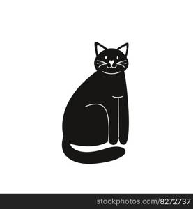 Flat vector silhouette silhouette illustration of a cat