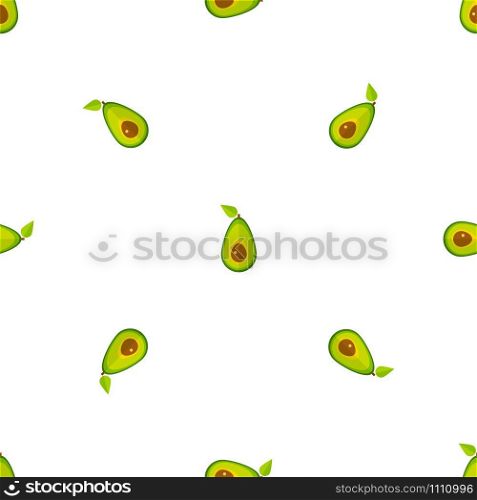 Flat vegetable seamless pattern. Fashion texture background design with random ordered avocado vegetables in nature green colors. Cute vector illustration for healthy diet decor or vintage wallpaper. Green avocado abstract vegetable seamless pattern