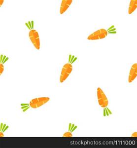 Flat vegetable seamless pattern. Modern texture background design with carrot vegetables in natural orange and yellow colors. Creative vector illustration for healthy diet decor, vintage wallpaper. Modern orange carrot vegetable seamless pattern