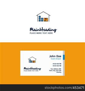 Flat Warehouse Logo and Visiting Card Template. Busienss Concept Logo Design