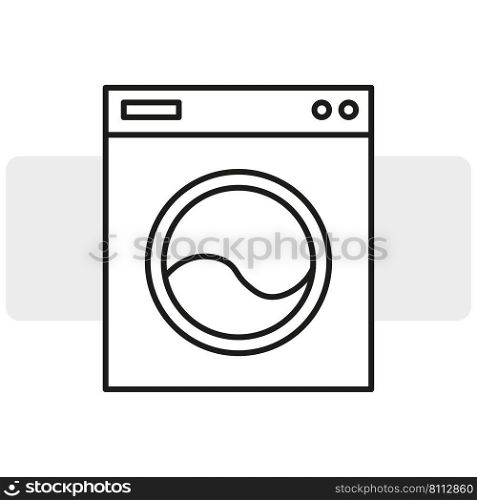 Flat washing machine icon for clothing design. Linear black icon. Vector illustration. stock image. EPS 10.. Flat washing machine icon for clothing design. Linear black icon. Vector illustration. stock image. 