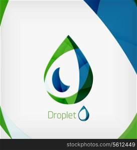 Flat water drop geometric shape concept. Colorful corporate business template
