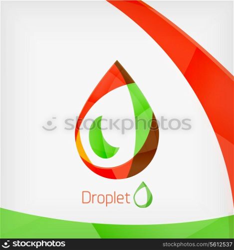 Flat water drop geometric shape concept. Colorful corporate business template
