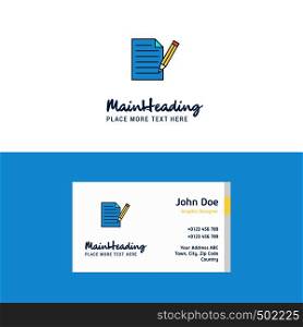 Flat Write document Logo and Visiting Card Template. Busienss Concept Logo Design