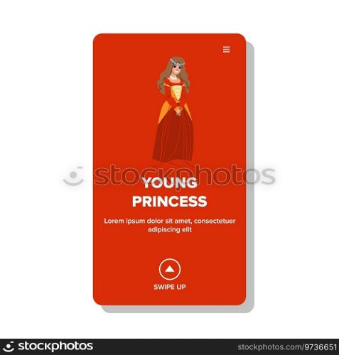 flat young princess vector. girl beauty, female woman, fantasy childhood flat young princess web flat cartoon illustration. flat young princess vector