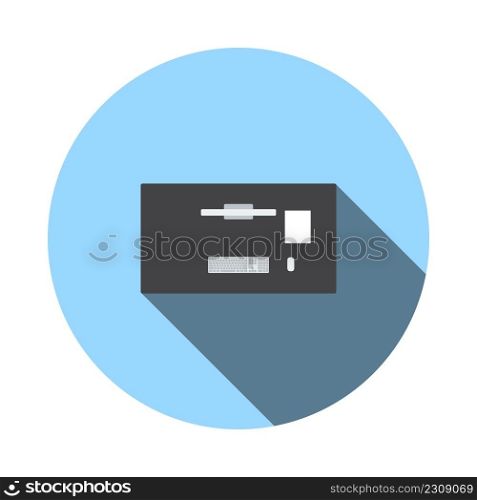 Flat_Design_Single_03_2017_office Furniture_11-01. Flat Circle Stencil Design With Long Shadow. Vector Illustration.