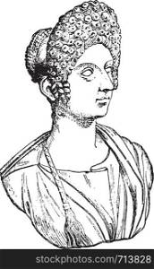 Flavia Julia Titi, daughter of Titus, vintage engraved illustration.
