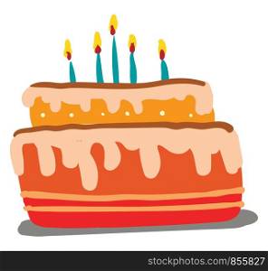 Flavored cake for birthday vector or color illustration