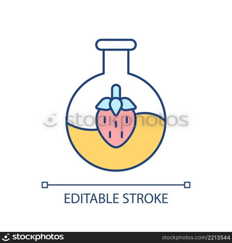 Flavouring RGB color icon. Food additive. Supplement of natural, chemical origin. Taste and smell enhancer. Isolated vector illustration. Simple filled line drawing. Editable stroke. Arial font used. Flavouring RGB color icon