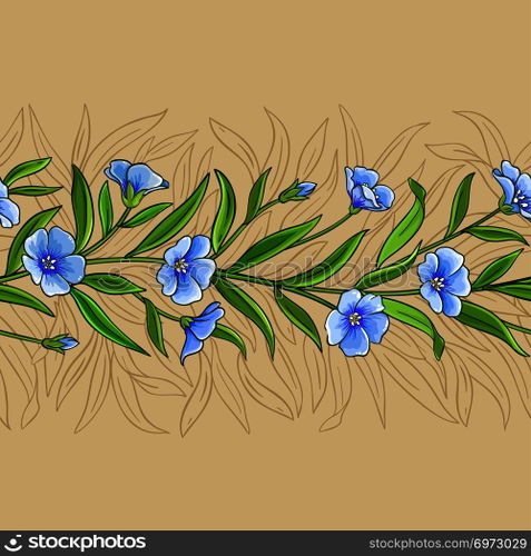flax vector pattern on color background. flax vector pattern