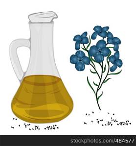 Flaxseed essential oil vector illustration on a white background