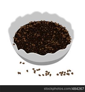 Flaxseeds in a plate vector illustration on a white background