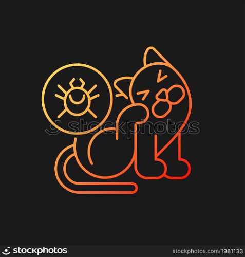 Fleas and ticks gradient vector icon for dark theme. Animal parasites. Blood feeding insects. Infections carriers. Thin line color symbol. Modern style pictogram. Vector isolated outline drawing. Fleas and ticks gradient vector icon for dark theme