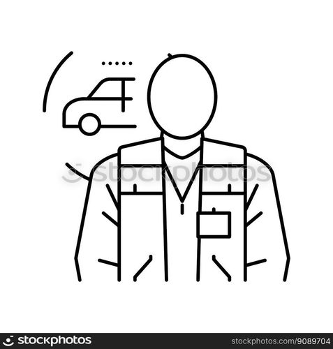 fleet maintenance manager repair worker line icon vector. fleet maintenance manager repair worker sign. isolated contour symbol black illustration. fleet maintenance manager repair worker line icon vector illustration