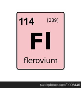 Flerovium chemical element of periodic table. Sign with atomic number.