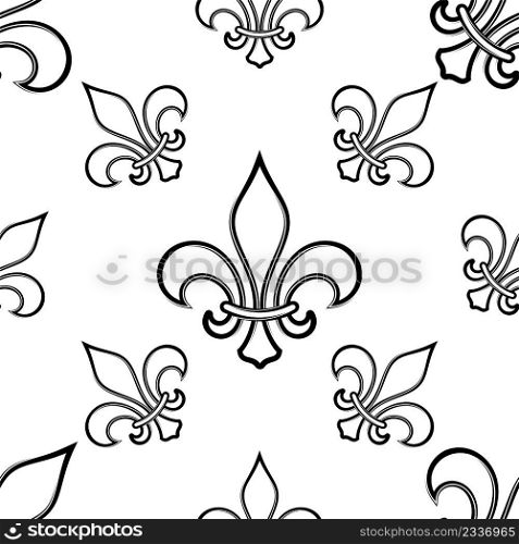 Fleur De Lis Seamless Pattern, Fleur-De-Lys Or Flower-De-Luce, The Decorative Stylized Lily Vector Art Illustration