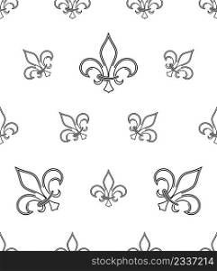 Fleur De Lis Seamless Pattern, Fleur-De-Lys Or Flower-De-Luce, The Decorative Stylized Lily Vector Art Illustration