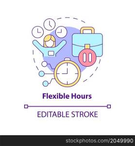 Flexible hours concept icon. Flextime. Adjustable working schedule abstract idea thin line illustration. Isolated outline drawing. Editable stroke. Roboto-Medium, Myriad Pro-Bold fonts used. Flexible hours concept icon