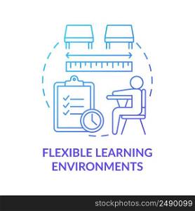 Flexible learning environments blue gradient concept icon. Personalized school education program abstract idea thin line illustration. Isolated outline drawing. Myriad Pro-Bold font use. Flexible learning environments blue gradient concept icon